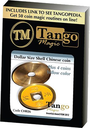 Dollar Size Shell Chinese Coin (Yellow) by Tango Magic (CH026)