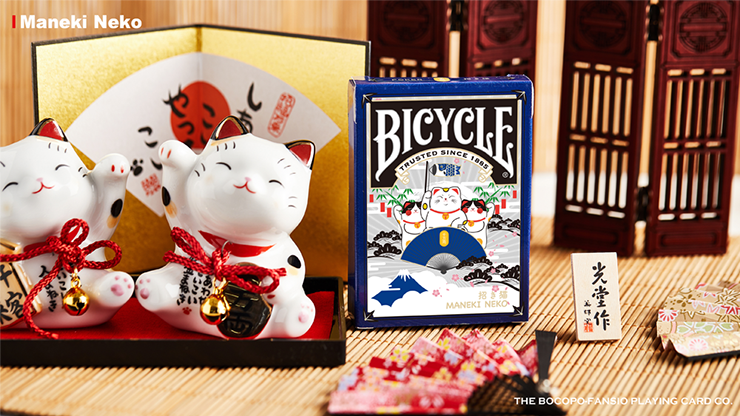 Bicycle Maneki Neko (Blue) Playing Cards by Bocopo