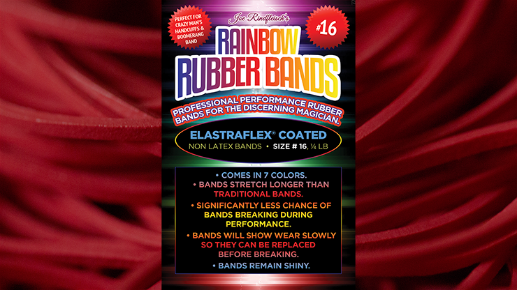 Joe Rindfleisch's SIZE 16 Rainbow Rubber Bands (Joe Rindfleisch - Red Pack) by Joe Rindfleisch - Trick